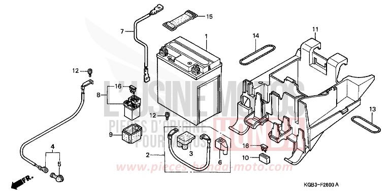 BATTERIE von Shadow VT125C FUTURE GRAY METALLIC (NH398) von 2000